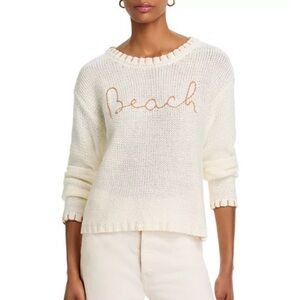 Vintage Havana Cream Sweater with Beach Embroidery Sz Medium